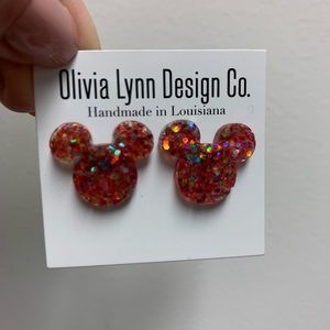 Mickey resin glitter earrings